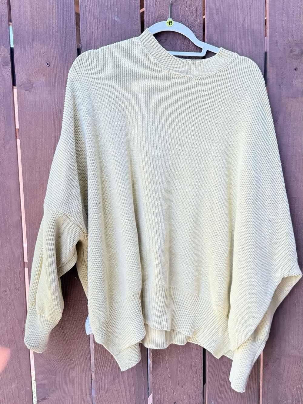 Light Yellow Oversized Women's Sweater - Casual Crewneck